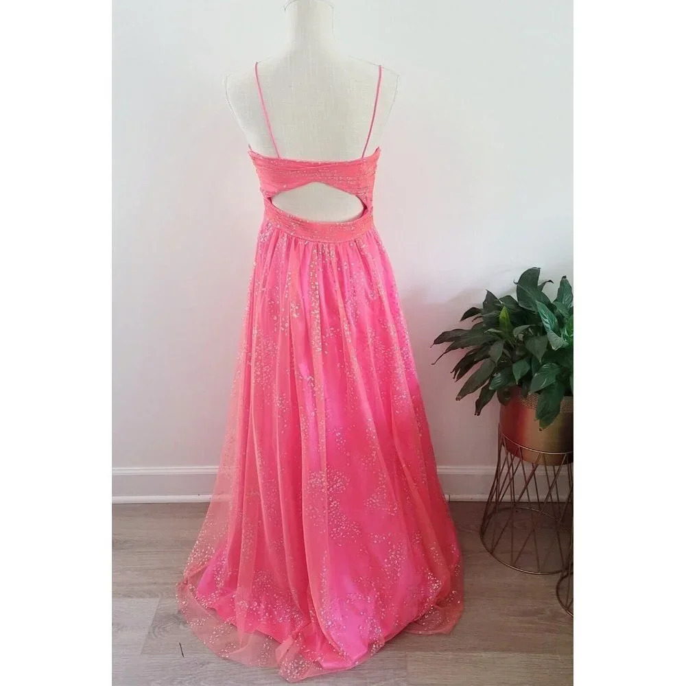 Hailey Logan Adrianna Papell Hot Pink Barbie Sleeveless Glittter Gown Dress 5/6 - Picture 10 of 16